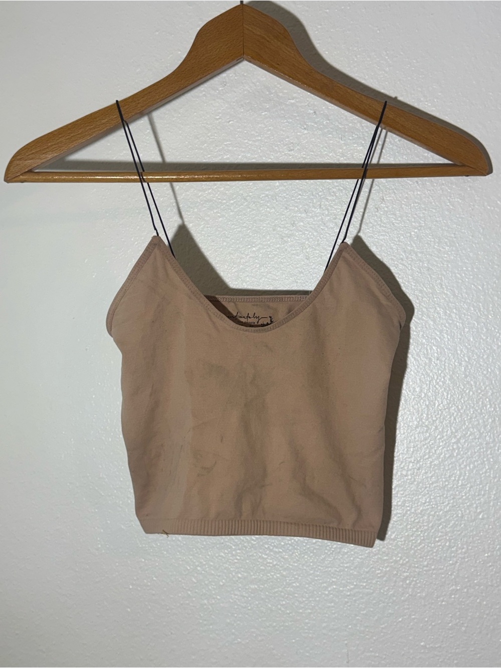 Free People Blush Beige Spaghetti Strap Crop Camisole